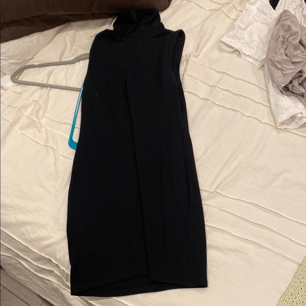 Black Sleeveless Turtleneck Dress